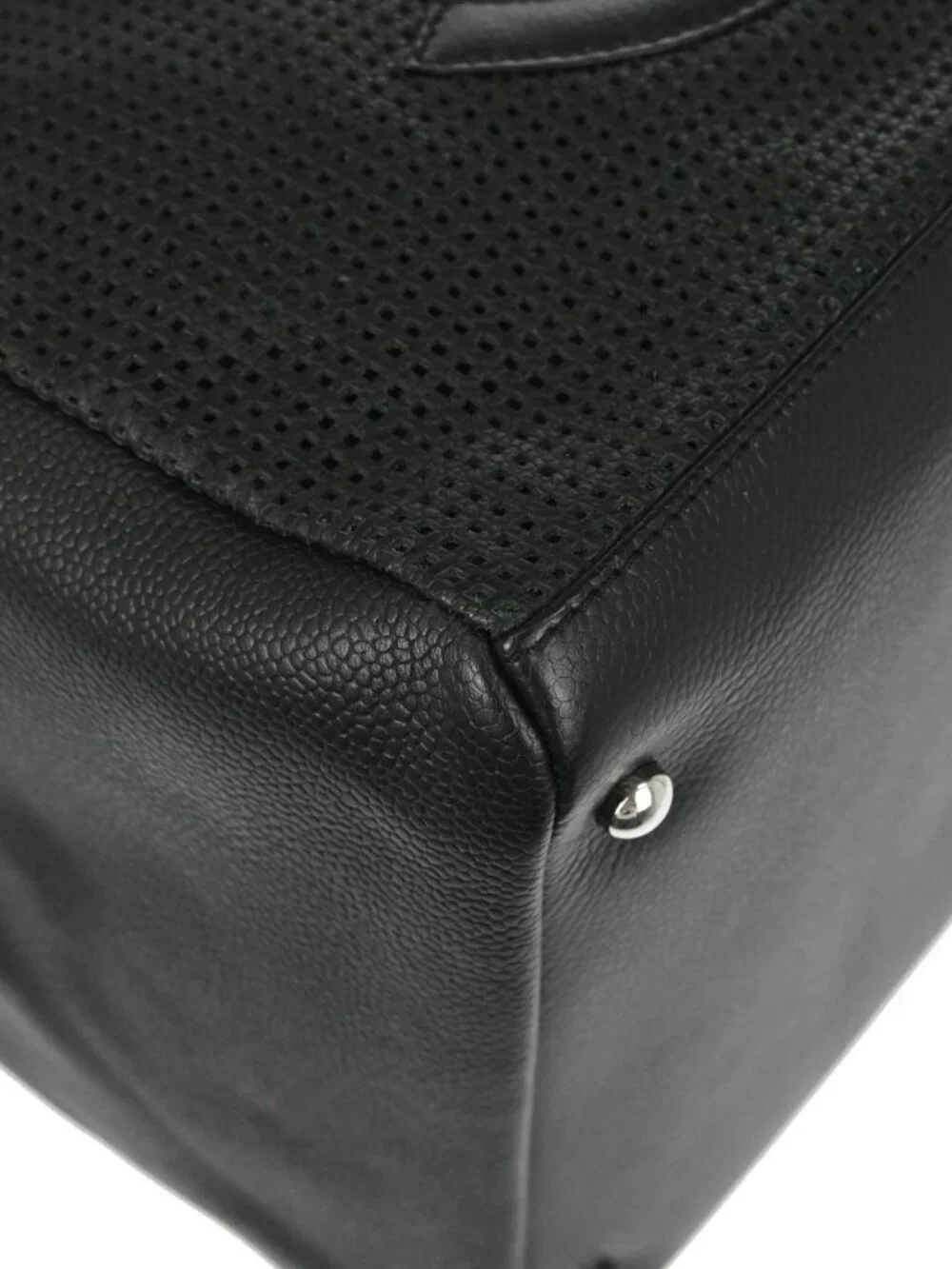 Chanel Black Perforated Calfskin CC Bowler Bag Handbag 168261